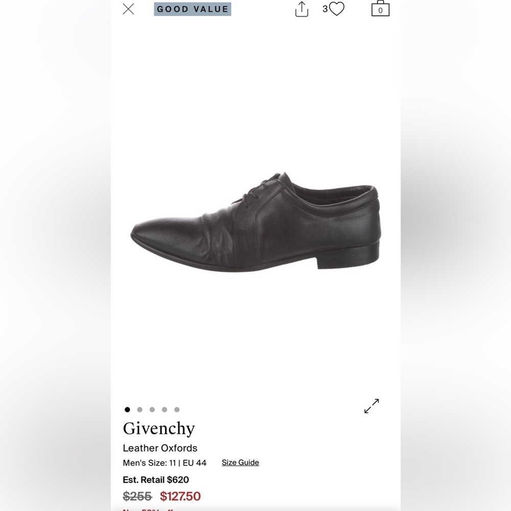 Givenchy Black Leather Oxfords